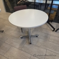 36" White Round Office Meeting Table w/ Cross Base